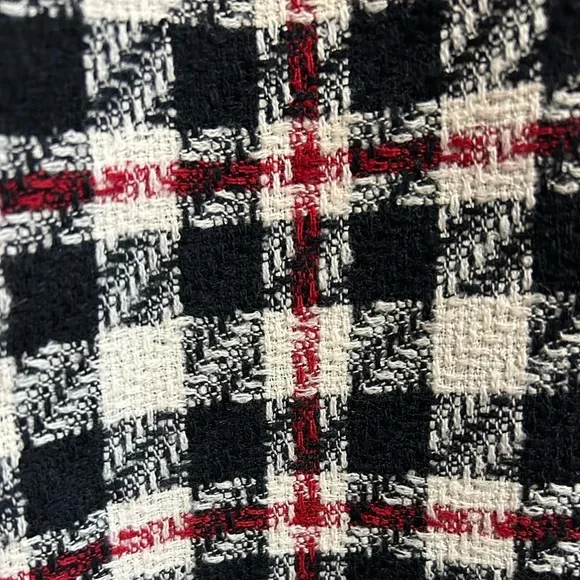 Vintage Ann Taylor Skirt 10 Wool Tweed Lined White Black Red Y2K - Picture 4 of 4